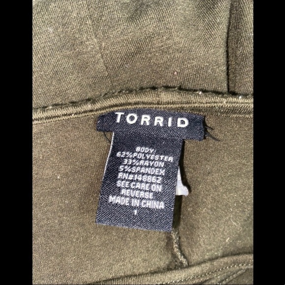 Torrid | Olive Green Lace Up V-Neck Top - Picture 2 of 3